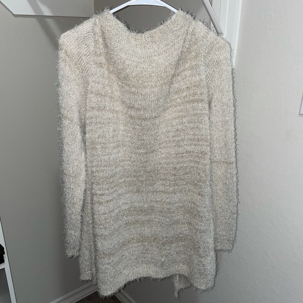 Every Detail LA Fuzzy Cardigan- Tan/Cream - Picture 3 of 3